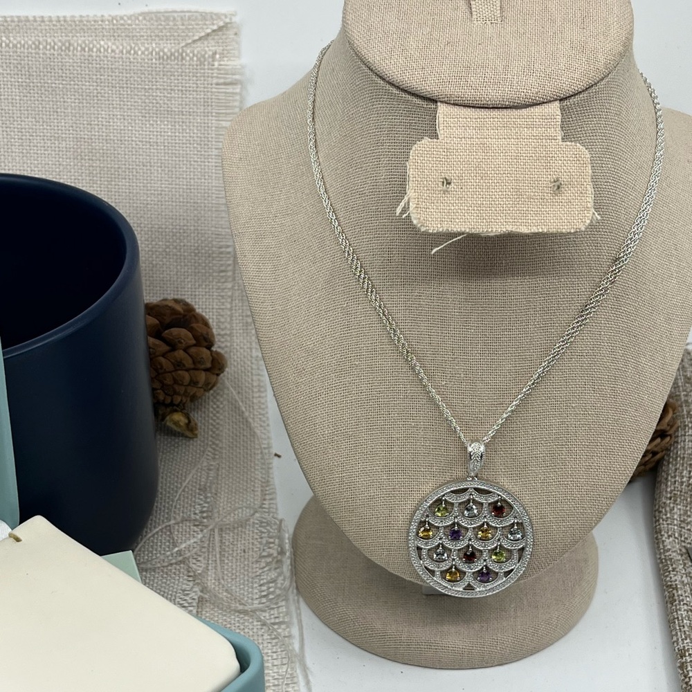 Ross-Simons Sterling Silver Multi-Gemstone Necklace – Vintage Statement Piece - Picture 14 of 17